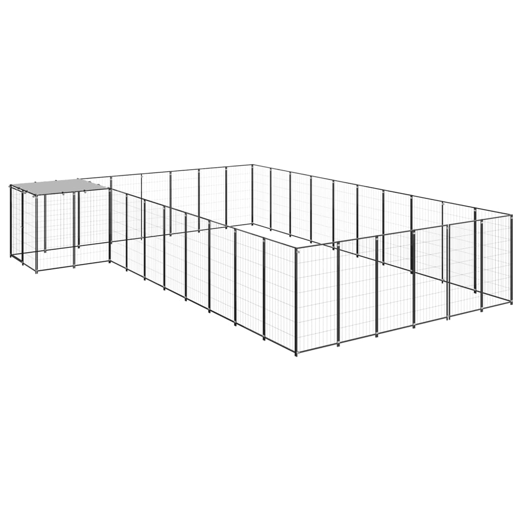 Berkfield Dog Kennel Black 19.36 m�__ Steel