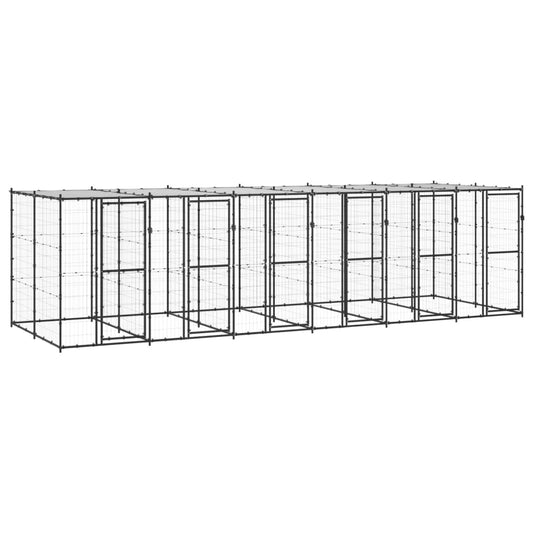 Berkfield Outdoor Dog Kennel Steel with Roof 14.52 må_