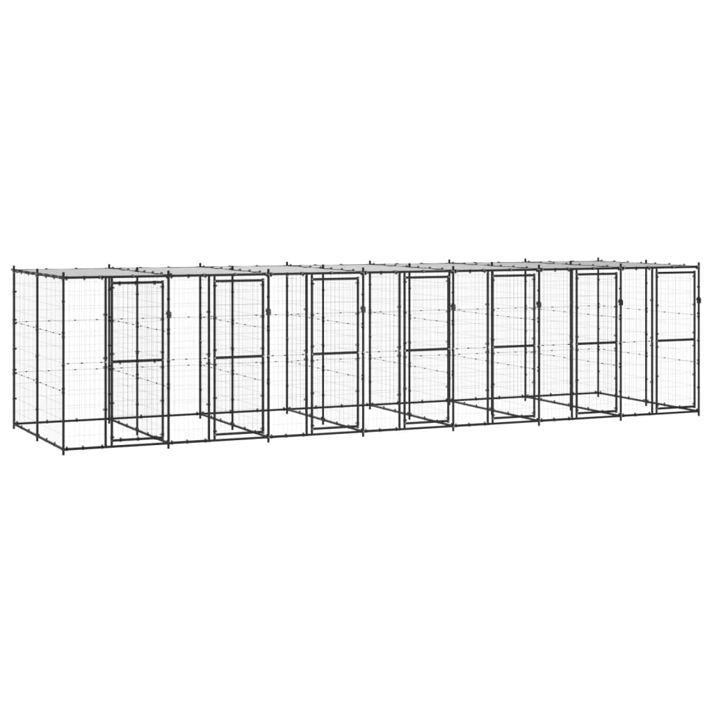 Berkfield Outdoor Dog Kennel Steel with Roof 16.94 m�__
