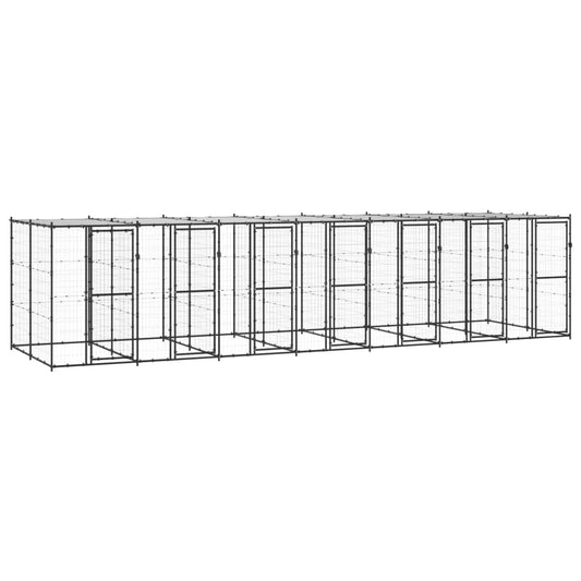 Berkfield Outdoor Dog Kennel Steel with Roof 16.94 m�__
