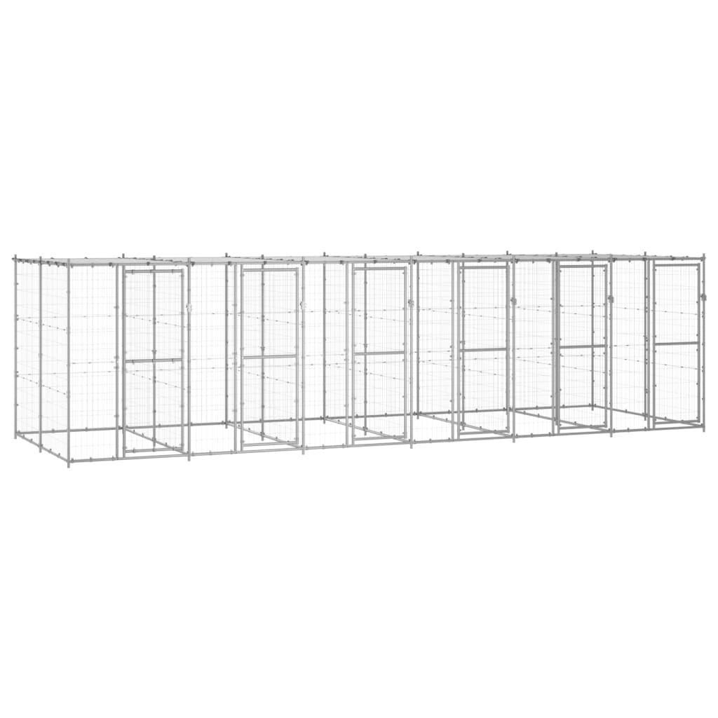 Berkfield Outdoor Dog Kennel Galvanised Steel with Roof 14.52 m�__