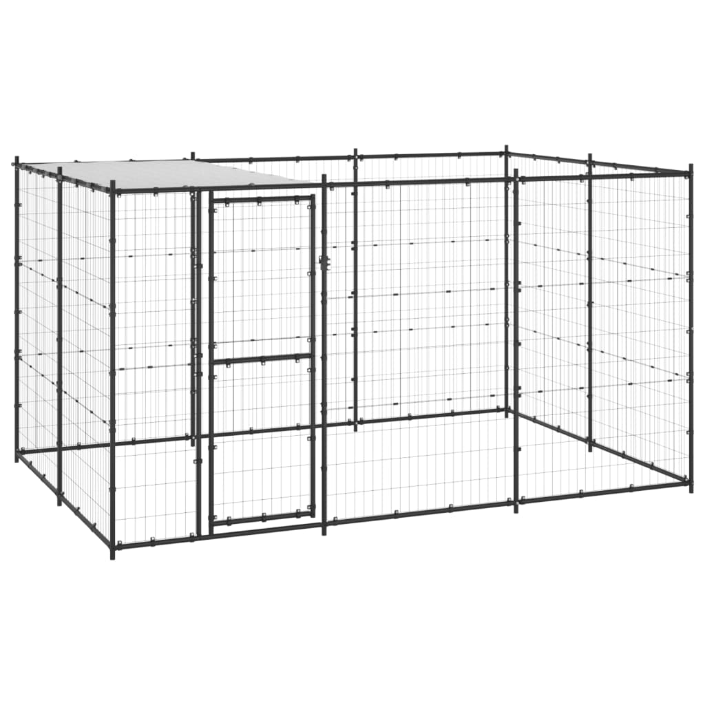 Berkfield Outdoor Dog Kennel Steel with Roof 7.26 m�__