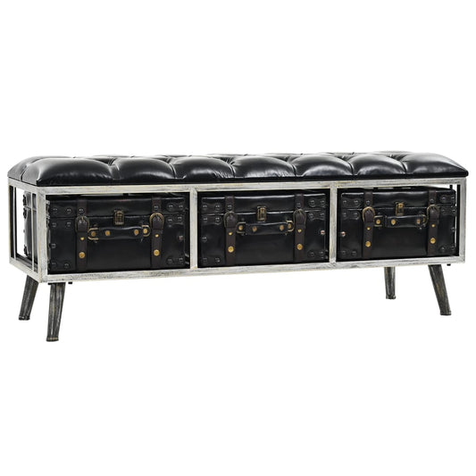 Berkfield Storage Bench 110 cm Black Artificial Leather
