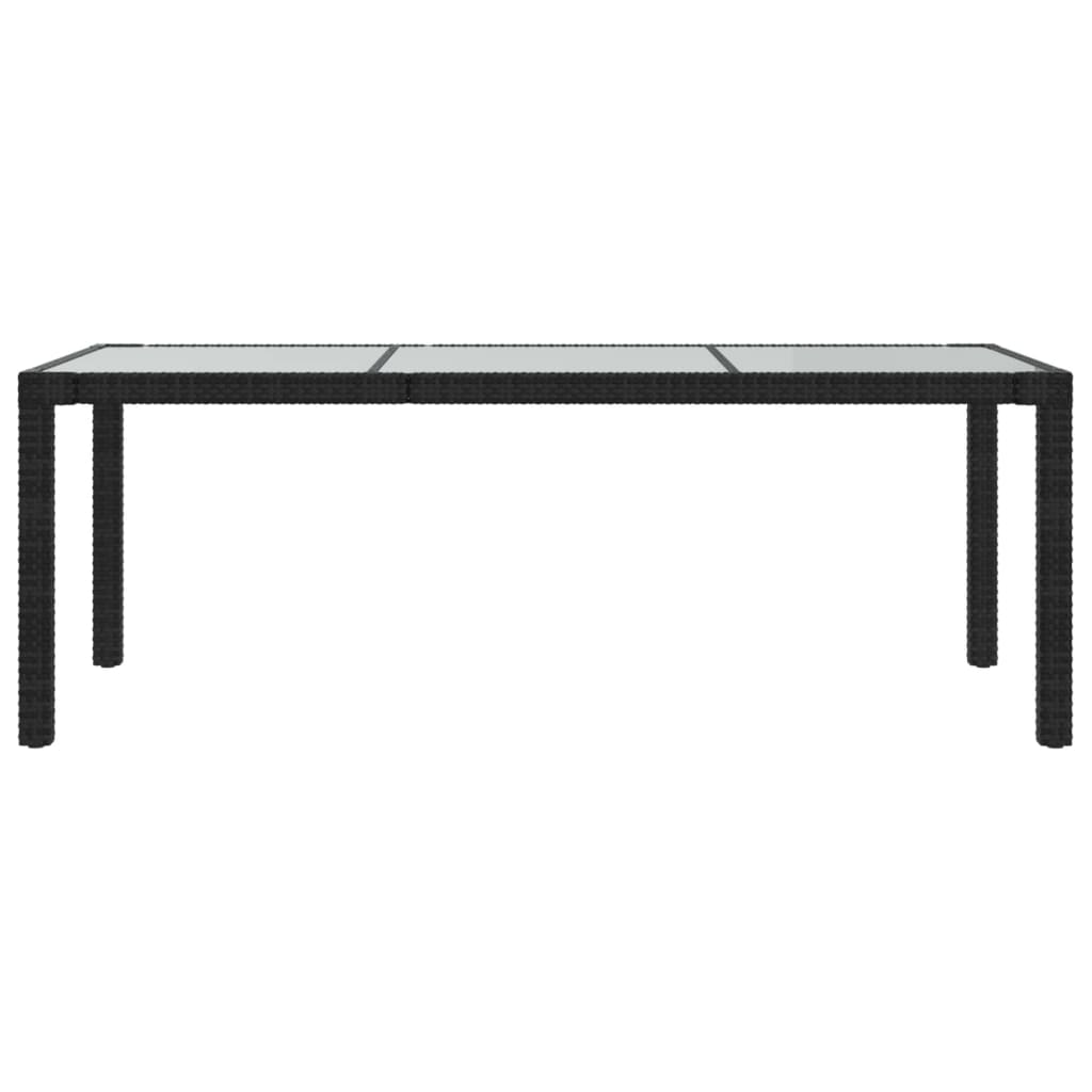 Berkfield Garden Table Black 190x90x75 cm Tempered Glass and Poly Rattan