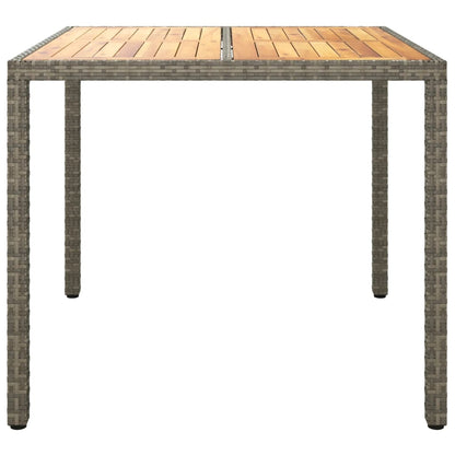Berkfield Garden Table 90x90x75 cm Poly Rattan and Acacia Wood Grey