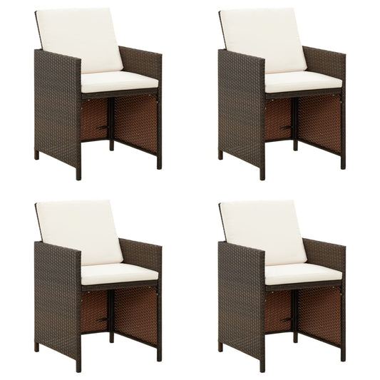 Berkfield Garden Dining Chairs with Cushions 4 pcs Brown Poly Rattan