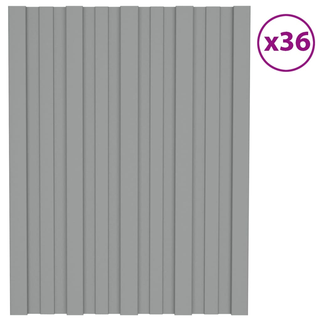 Berkfield Roof Panels 36 pcs Galvanised Steel Grey 60x45 cm