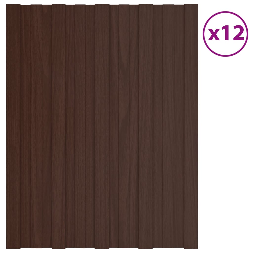 Berkfield Roof Panels 12 pcs Galvanised Steel Brown 60x45 cm