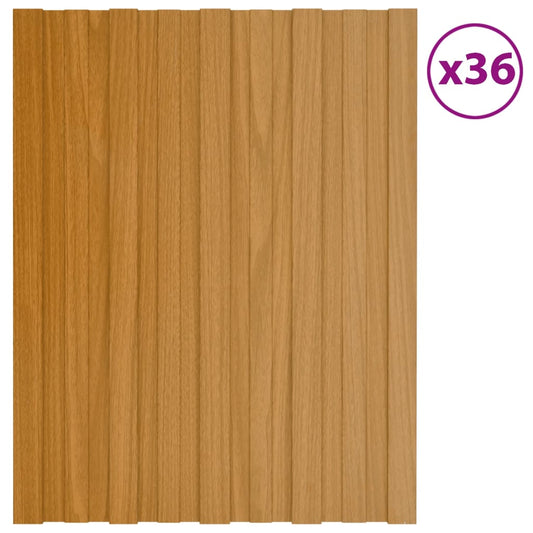 Berkfield Roof Panels 36 pcs Galvanised Steel Light Wood 60x45 cm