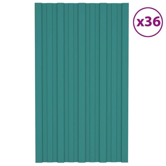 Berkfield Roof Panels 36 pcs Galvanised Steel Green 80x45 cm