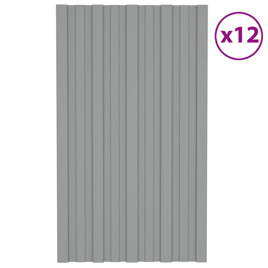 Berkfield Roof Panels 12 pcs Galvanised Steel Grey 80x45 cm