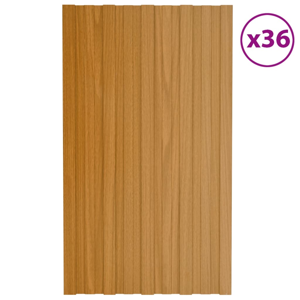 Berkfield Roof Panels 36 pcs Galvanised Steel Light Wood 80x45 cm