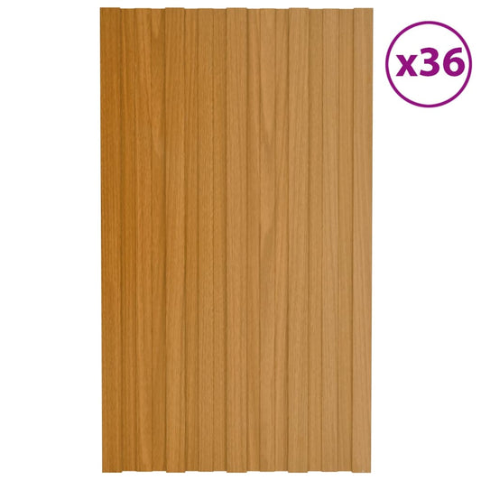 Berkfield Roof Panels 36 pcs Galvanised Steel Light Wood 80x45 cm