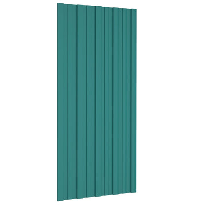Berkfield Roof Panels 12 pcs Galvanised Steel Green 100x45 cm