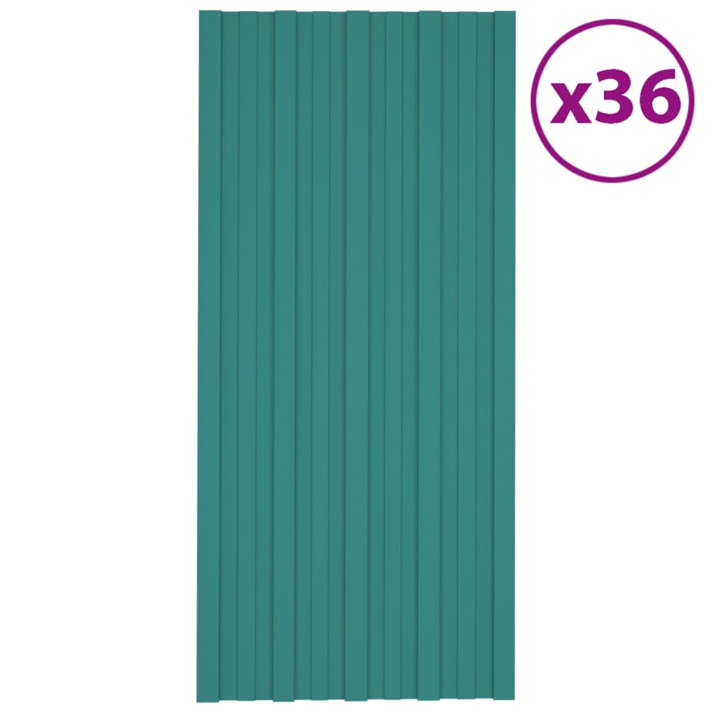 Berkfield Roof Panels 36 pcs Galvanised Steel Green 100x45 cm