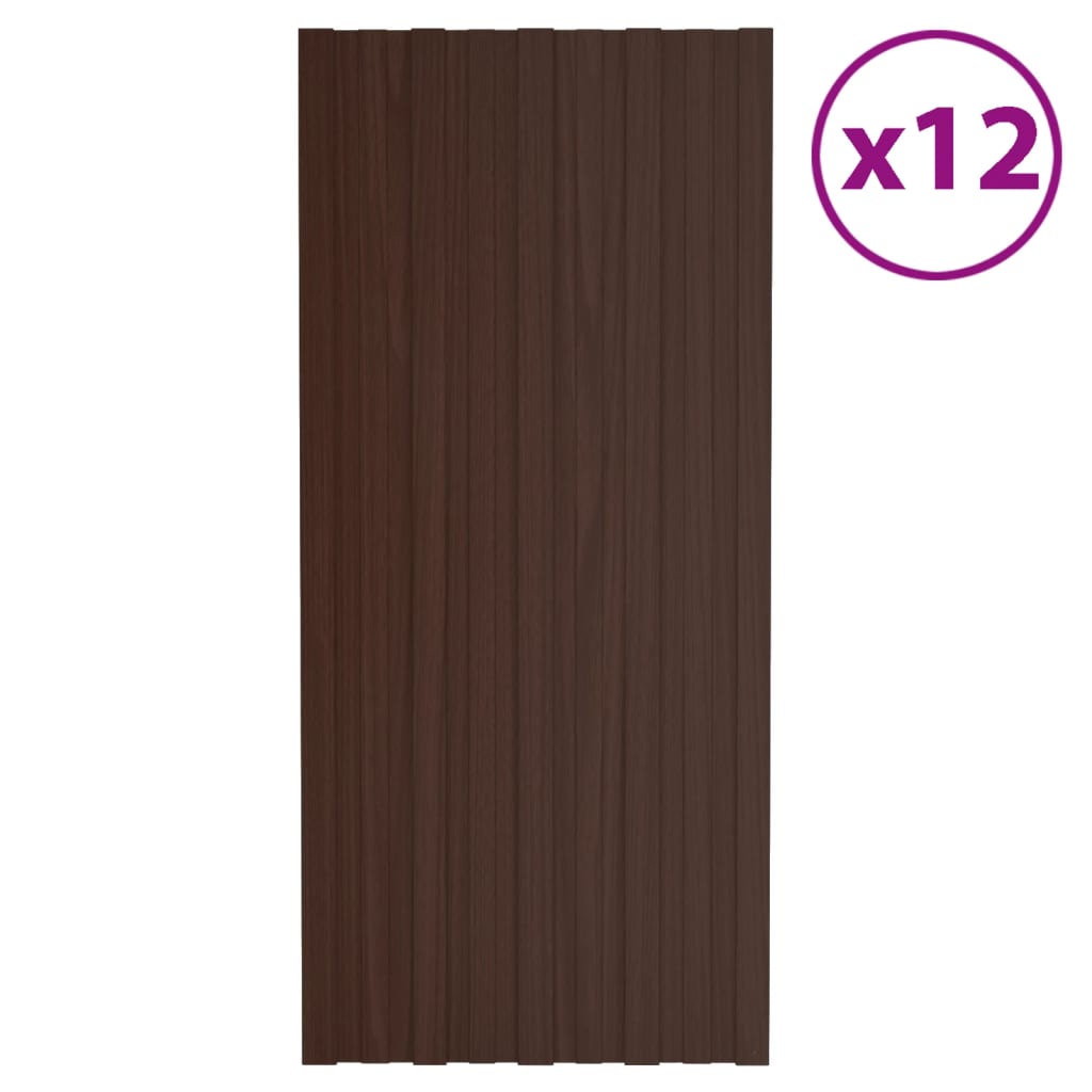 Berkfield Roof Panels 12 pcs Galvanised Steel Brown 100x45 cm