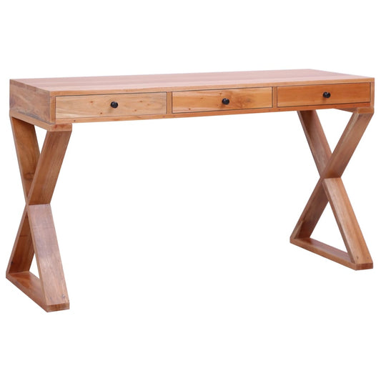 Berkfield Computer Desk Natural 115x47x77 cm Solid Mahogany Wood