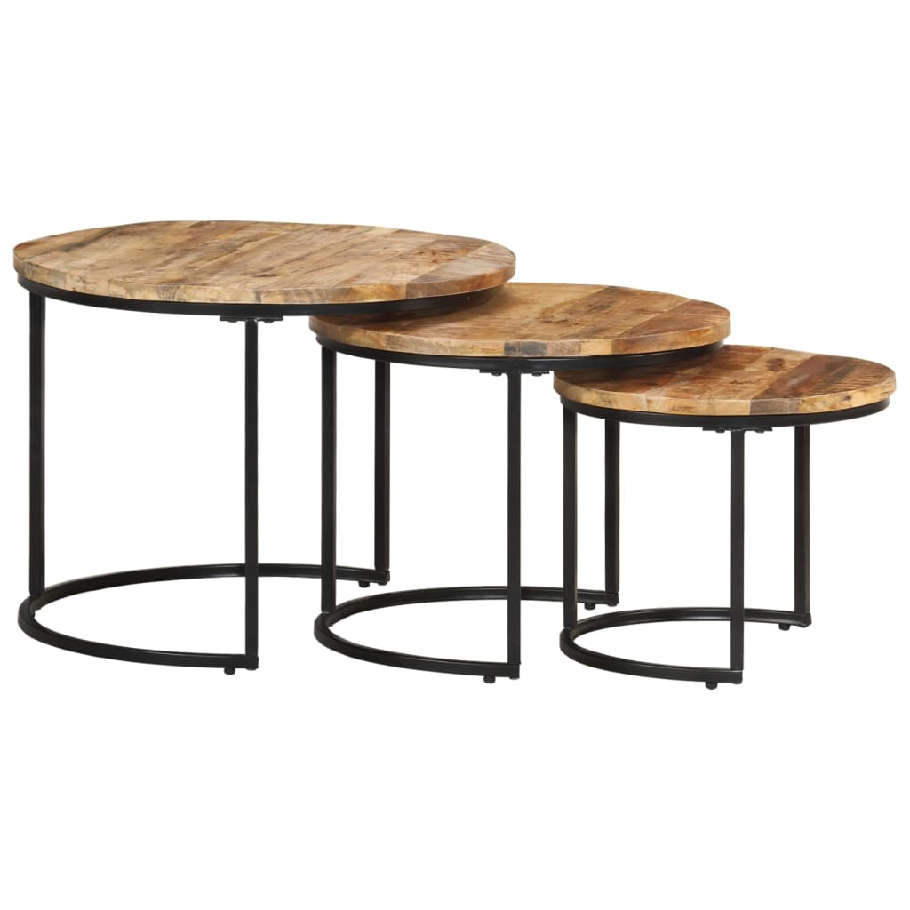 Berkfield Nesting Tables 3 pcs Rough Mango Wood