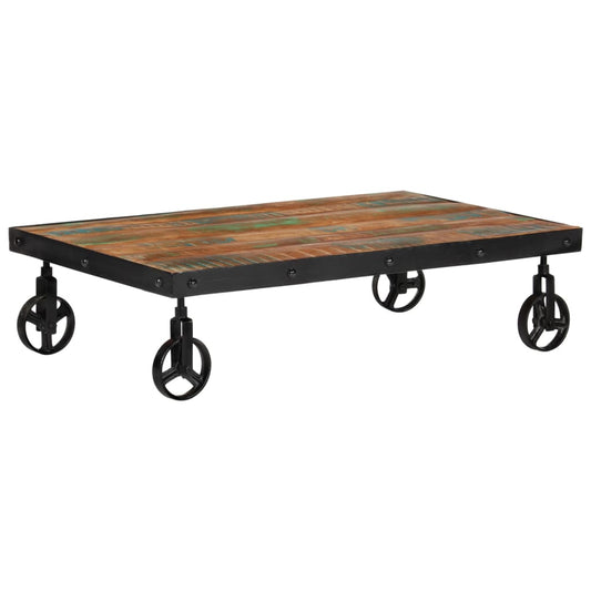 Berkfield Coffee Table with Wheels 100x60x26 cm Solid Wood Reclaimed