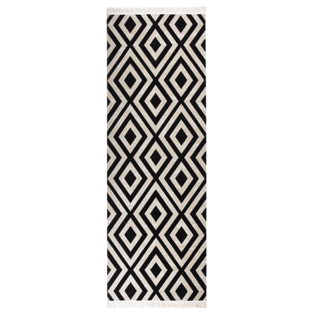 Berkfield Outdoor Rug Flatweave 80x250 cm Black and Beige