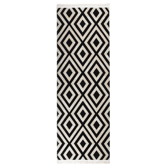 Berkfield Outdoor Rug Flatweave 80x250 cm Black and Beige