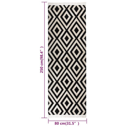 Berkfield Outdoor Rug Flatweave 80x250 cm Black and Beige