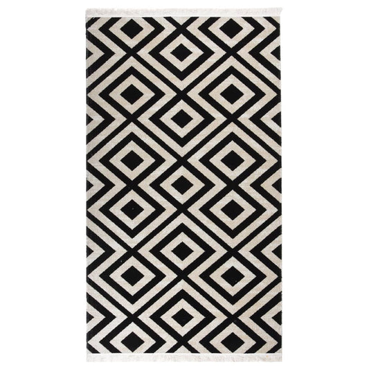 Berkfield Outdoor Rug Flatweave 115x170 cm Black and Beige