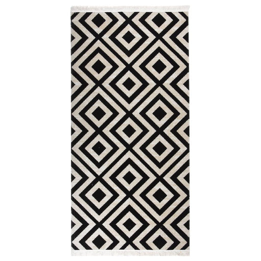 Berkfield Outdoor Rug Flatweave 100x200 cm Black and Beige