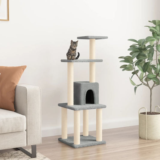 Berkfield Cat Tree with Sisal Scratching Posts Light Grey 105 cm
