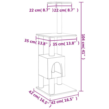 Berkfield Cat Tree with Sisal Scratching Posts Cream 104 cm