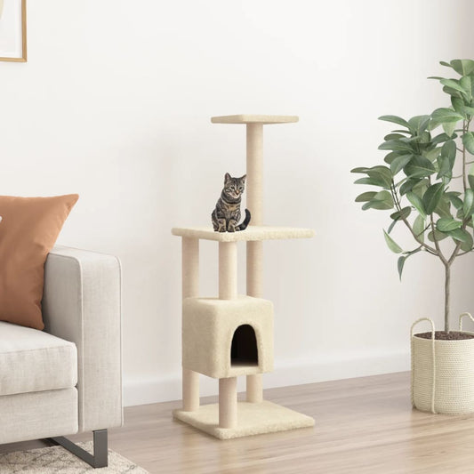 Berkfield Cat Tree with Sisal Scratching Posts Cream 104 cm