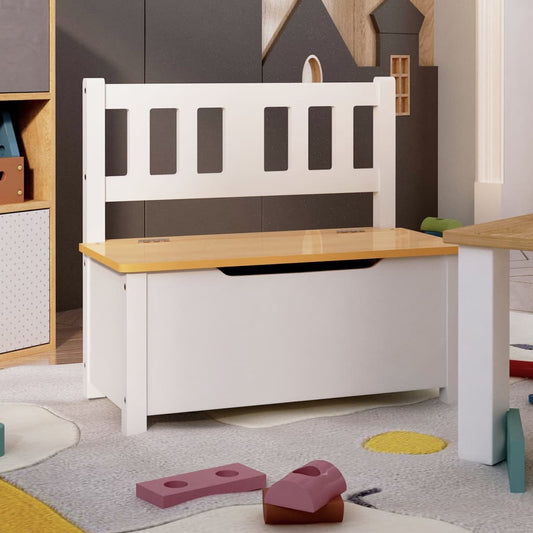 Berkfield Children Storage Bench White and Beige 60x30x55 cm MDF