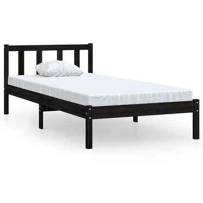 Berkfield Bed Frame Black Solid Wood Pine 90x190 cm Single