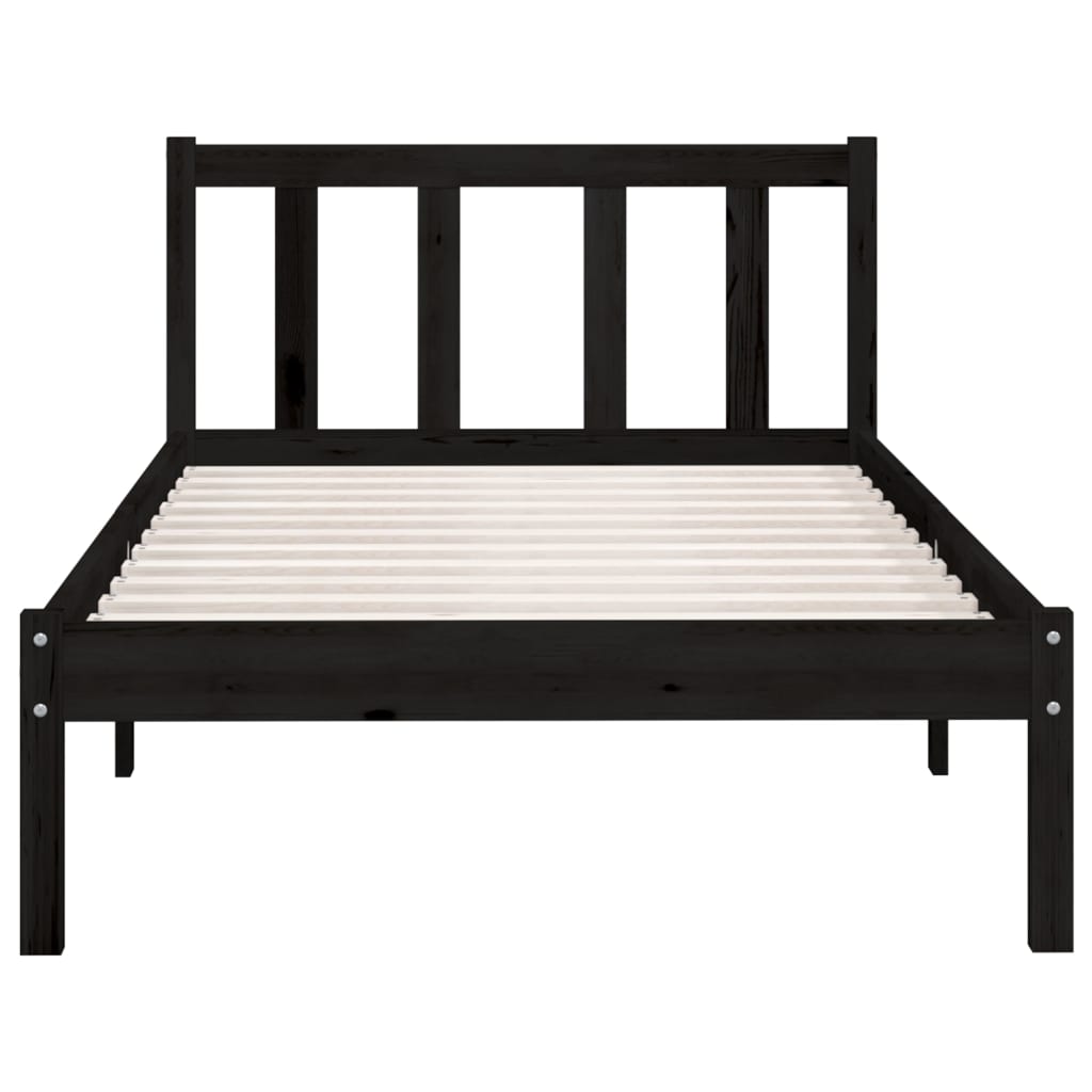 Berkfield Bed Frame Black Solid Wood Pine 90x190 cm Single