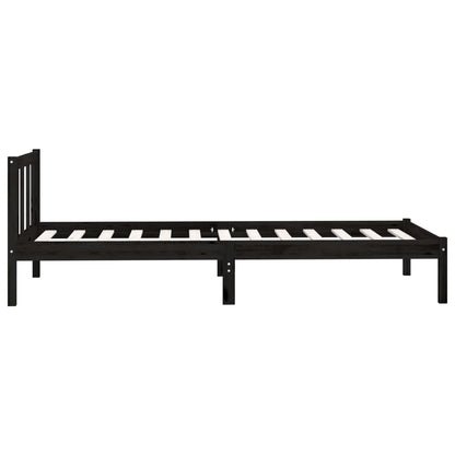 Berkfield Bed Frame Black Solid Wood Pine 90x190 cm Single