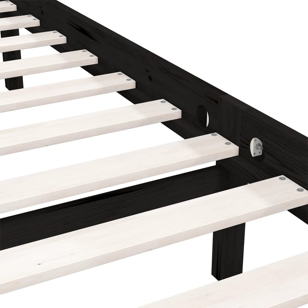 Berkfield Bed Frame Black Solid Wood Pine 90x190 cm Single