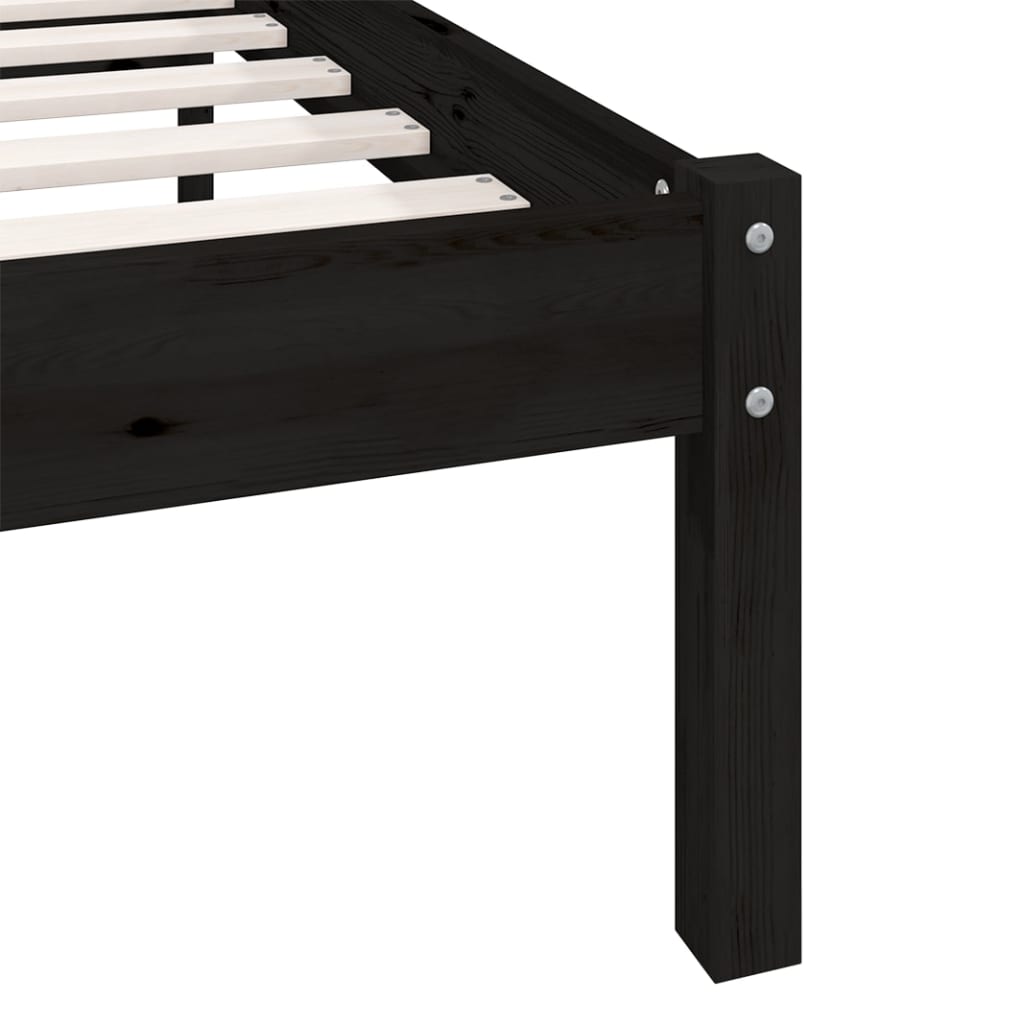 Berkfield Bed Frame Black Solid Wood Pine 90x190 cm Single