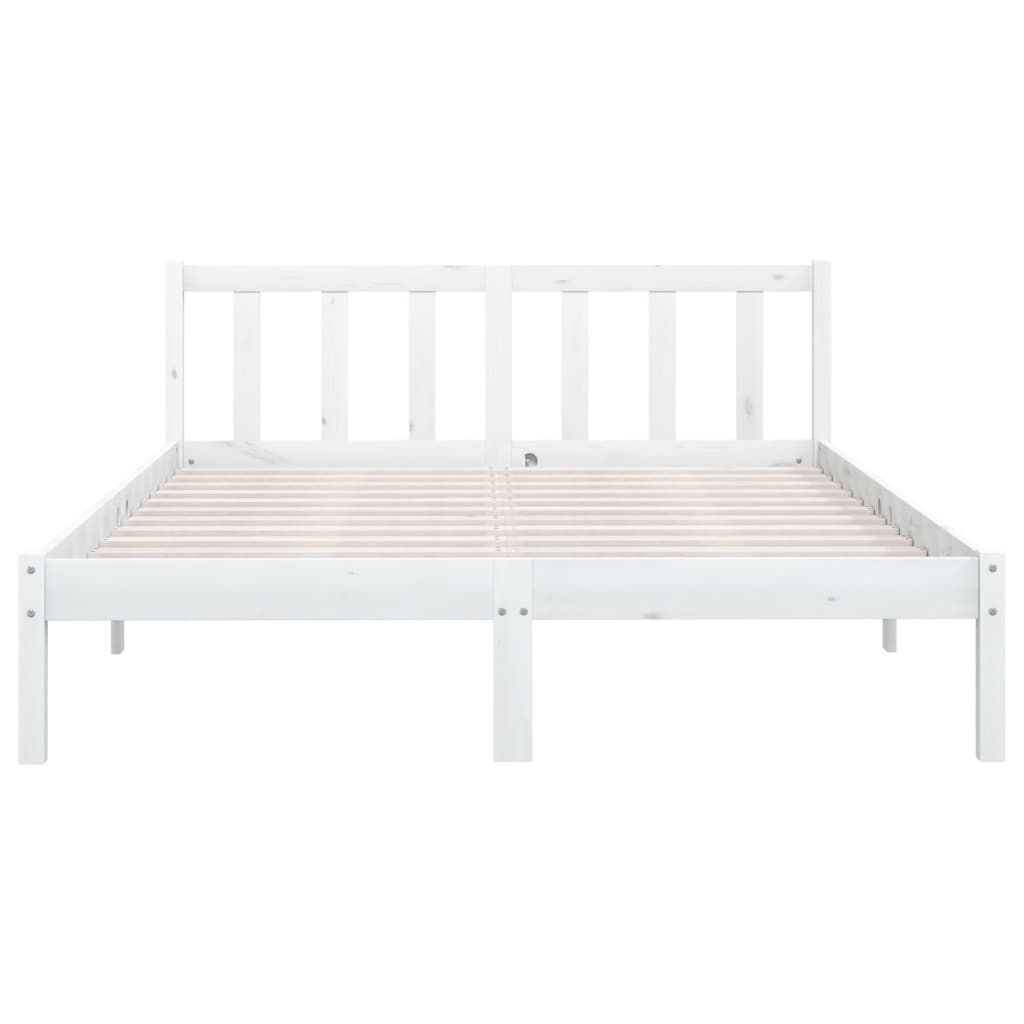 Berkfield Bed Frame White Solid Wood Pine 135x190 cm Double