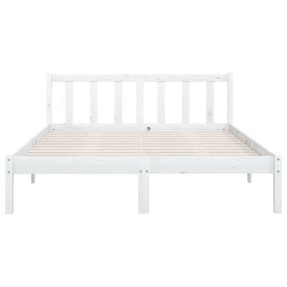 Berkfield Bed Frame White Solid Wood Pine 135x190 cm Double