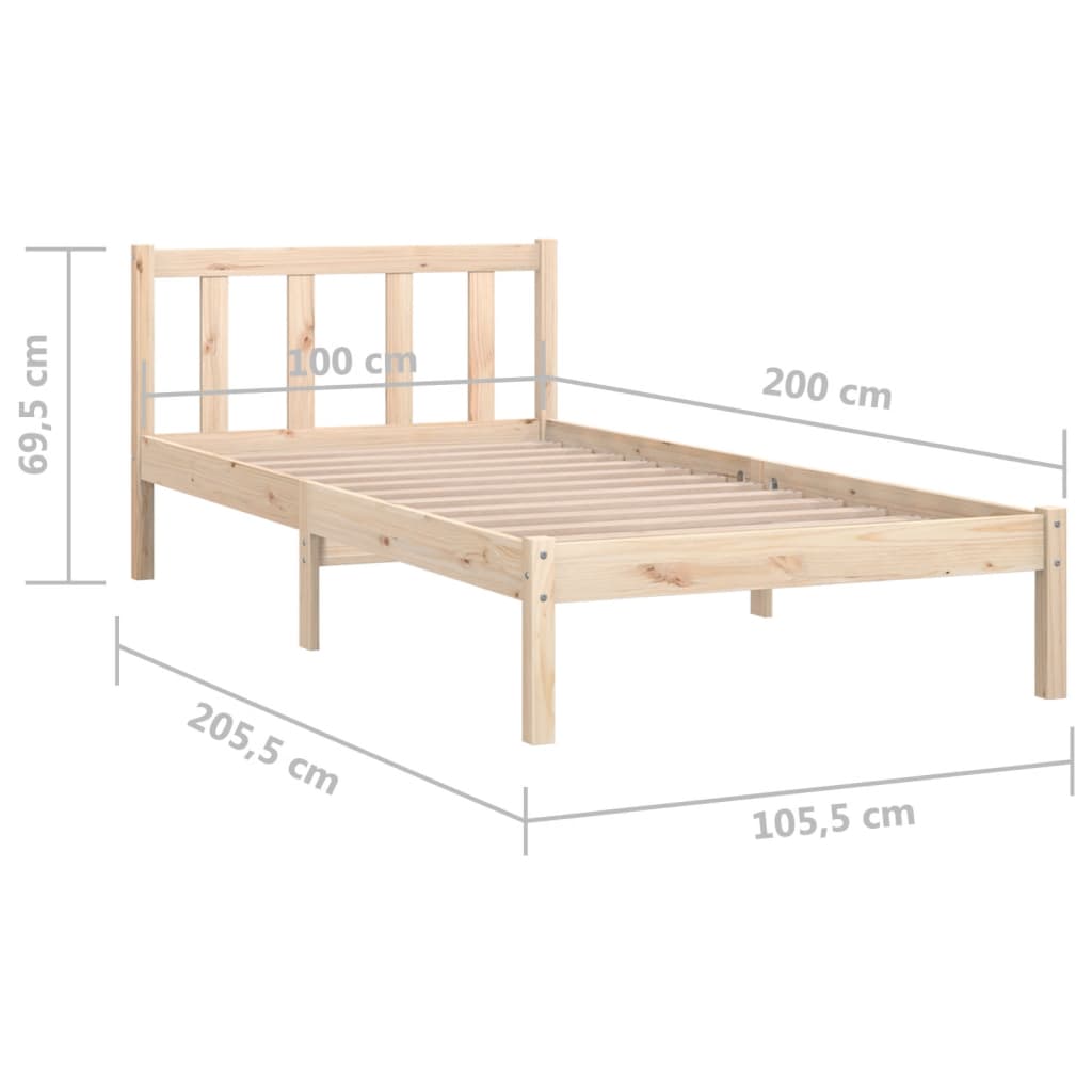 Berkfield Bed Frame Solid Pinewood 100x200 cm
