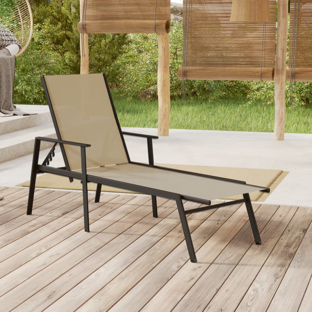 Berkfield Sun Lounger Steel and Textilene Fabric Cream