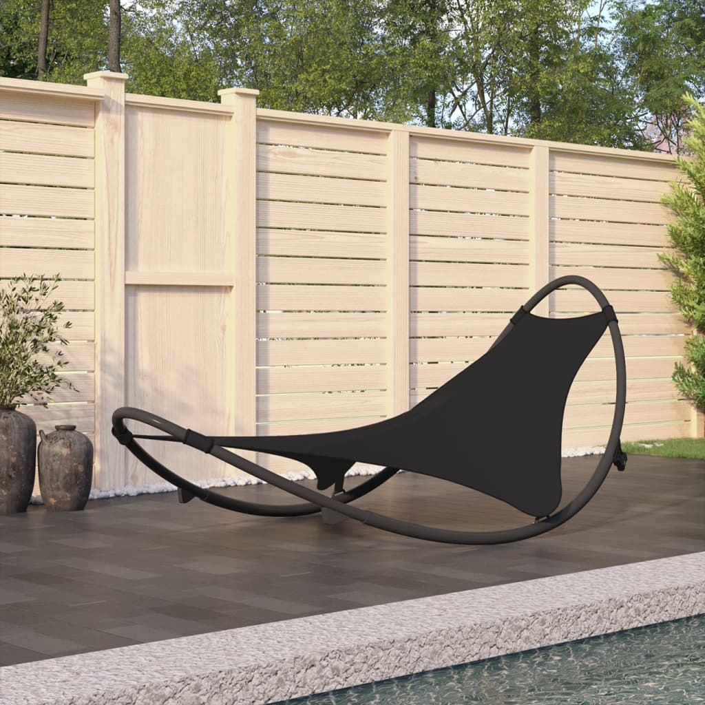 Berkfield Rocking Sun Lounger with Wheels Steel & Textilene Fabric Black