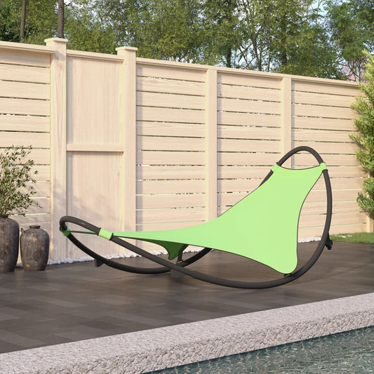 Berkfield Rocking Sun Lounger with Wheels Steel & Textilene Fabric Green