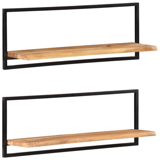 Berkfield Wall Shelves 2 pcs 100x24x35 cm Solid Wood Acacia and Steel