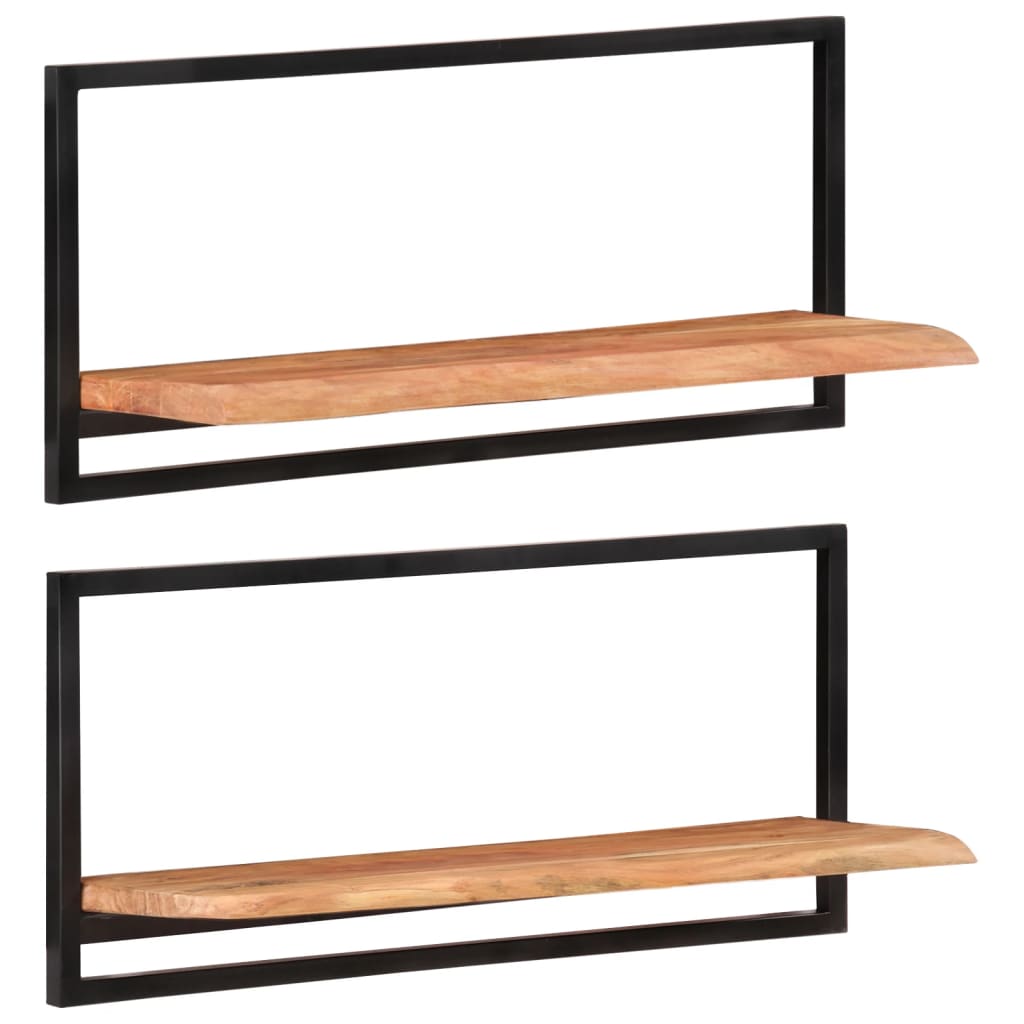 Berkfield Wall Shelves 2 pcs 80x25x35 cm Solid Wood Acacia and Steel