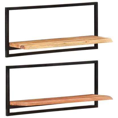 Berkfield Wall Shelves 2 pcs 80x25x35 cm Solid Wood Acacia and Steel