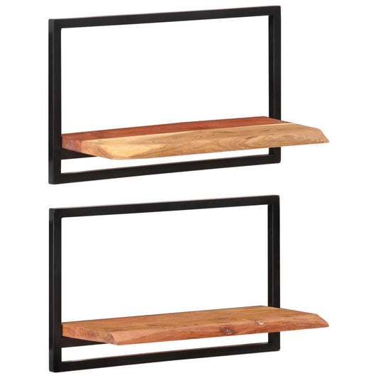 Berkfield Wall Shelves 2 pcs 60x25x35 cm Solid Wood Acacia and Steel