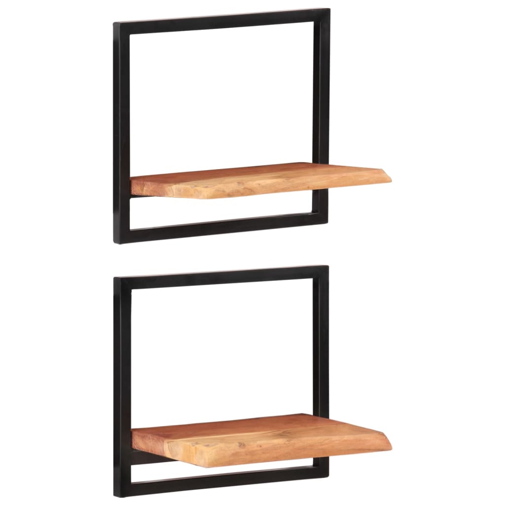 Berkfield Wall Shelves 2 pcs 40x24x35 cm Solid Wood Acacia and Steel