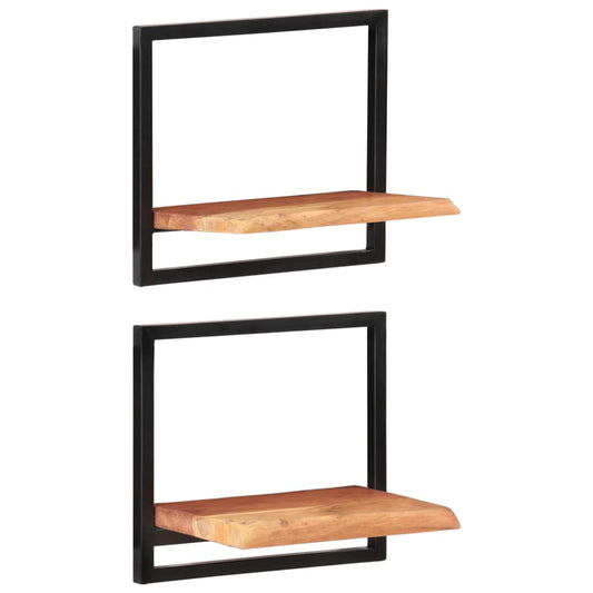 Berkfield Wall Shelves 2 pcs 40x24x35 cm Solid Wood Acacia and Steel
