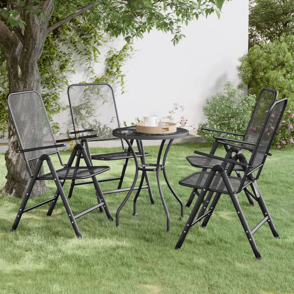 Berkfield Folding Garden Chairs 4 pcs Expanded Metal Mesh Anthracite